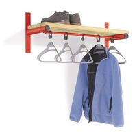 Probe wall mounted shelf and coat rail - red