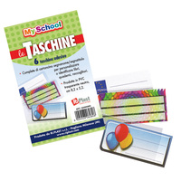 Taschine adesive - con cartoncino portanome - 8,2 x 5,2 cm - PVC - trasparente - Ri.Plast - conf. 6 pezzi