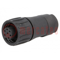 Connector: circular; plug; for cable; PIN: 7; female; w/o contacts