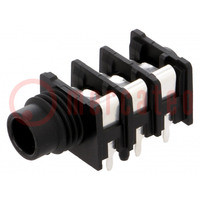 Connector: Jack 6,3mm; socket; female; ways: 3; angled 90°; THT