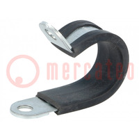 Fixing clamp; ØBundle : 22mm; W: 15mm; steel; Ømount.hole: 6.4mm
