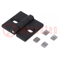 Hinge; Width: 57mm; cast zinc; black; H: 50mm; for profiles