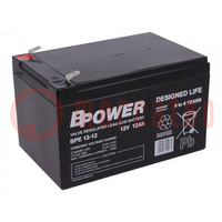 Re-battery: acid-lead; 12V; 12Ah; AGM; maintenance-free; 3.8kg; BPE