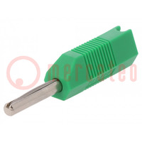 Plug; 4mm banana; 16A; 50VDC; green; for cable; 2.5mm2; screw