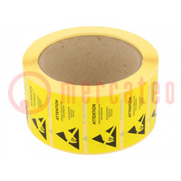 Self-adhesive label; ESD; 50x25mm; 1000pcs; reel; yellow-black