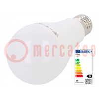 LED lamp; warm white; E27; 220/240VAC; 1250lm; P: 15W; 200°; 3000K