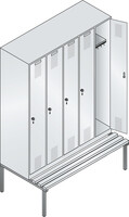 C+P Garderobenschrank, mit Sitzbank, 5 Abteile, Abteilbreite 300 mm, RAL7035/5021 | CA6001-5021