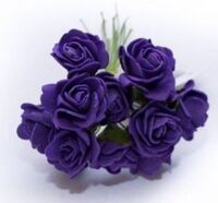 Artificial Colourfast Cottage Rose Bud Bunch, 12 Flowers - 12cm, Purple