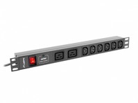 Listwa zasilająca Rack PDU 19 cali 1U 16A 2X C19 6X IEC C13 czarna C20