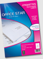 Office Star OS43422 étiquette auto-collante Rectangle Permanent Blanc 2400 pièce(s)