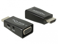 DeLOCK 65901 tussenstuk voor kabels HDMI A VGA & 3.5 mm Audio Zwart