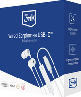 3MK Wired USB-C Casque Avec fil Ecouteurs Appels/Musique USB Type-C Blanc