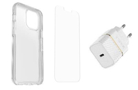 OtterBox Symmetry Clear + Alpha Glass Anti-Microbial + EU USB-C Wall Charger 20W telefontok 17 cm (6.7") Borító Átlátszó