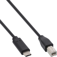 InLine USB 2.0 Kabel, USB-C Stecker an B Stecker, schwarz, 0,5m