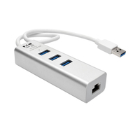 Tripp Lite U336-U03-GB USB to Gigabit Ethernet NIC Network Adapter with 3 Port USB 3.x (5Gbps) Hub