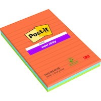 Karteczki samoprzylepne Post-it® Super Sticky XXL, BOOST, w linię, 101x152mm, 3x45 kart.