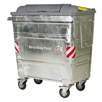 660 Litre Galvanised Steel Wheeled Recycling Waste Container - Powder Coated in Red - Yellow