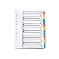 Q-Connect 1-15 Index Multi-punched Reinforced Board Multi-Colour Numbered Tabs A
