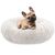 BLUZELLE Hundebett Mittelgroße Hunde, 70cm Hundekissen Rund Donut Kissen Hundekorb Flauschig Plüsch, Waschbarer Bezug Cream