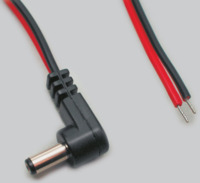 DC-Anschlusskabel, DC-Stecker gewinkelt 2,5x5,5 mm, rot/schwarz, 1 m