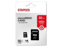 Staples Relay MicroSDHC kaart met SD-adapter, 32 GB
