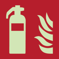 Brandschutzschild - Feuerlöscher, Rot, 15 x 15 cm, Kunststoff, Selbstklebend