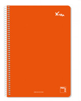 CUADERNO SERIE XTRA 60GR.TAPA CONTRACOLADA FOLIO (215X310MM.) 80 HOJAS CUADRÍCULA 4X4 COLOR ROJO PACSA 16729