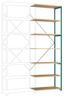 Schweres Fachboden-Steckregal Anbauregal mit 7 Holzverbundböden, HxBxT = 3000 x 1000 x 1000 mm | RPK1716.0001