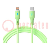 Kabel; USB 2.0; Apple Lightning-Stecker,USB C-Stecker; 1m; grün