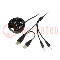 Hub USB; Jack 3,5 mm Buchse x2,USB A-Buchse x3; USB 2.0; PnP