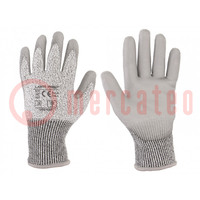 Protective gloves; Size: 9; grey; composite fibre