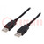 Kábel; USB 2.0; USB A dugó,kétoldalas; nikkelezett; 1,8m; fekete