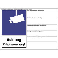 Datenschutzhinweise Videoüberwachung, Text nach Wahl, Folie 29,7 x 21,0 cm