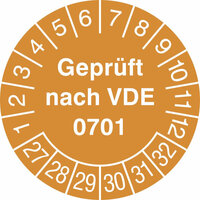 Prüfplakette,Doku-Folie, Geprüft nach VDE 0701, 3,0 cm 500 STK/Rolle Version: 27-32 - Prüfplakette VDE 0701 27-32