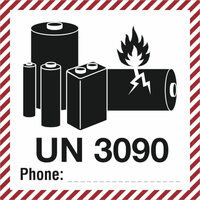 SafetyMarking Etikett UN 3090 Li-Metall-Bat., Phone: zur Selbstbes., 500er Rolle