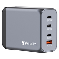 Verbatim 200 W GaN-wandoplader met vier poorten 2 x USB-C PD 100 W / 1 x USB-C PD 65 W / 1 x USB QC 3.0 (EU/VK/VS)