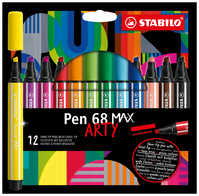 STABILO Pen 68 MAX stylo-feutre Beige, Noir, Bleu, Marron, Vert, Bleu clair, Vert clair, Orange, Rose, Violet, Rouge, Violet, Jaune 12 pièce(s)