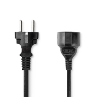Nedis CEGB10200BK50 câble électrique Noir 5 m Prise d'alimentation type F