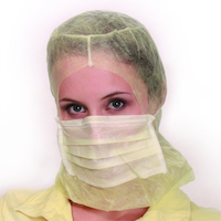 Kopfhaube Astrohaube mit Mundschutz, PP-Vlies, IFS-Standard, Größe Uni, Farbe Gelb, 1000 Stück