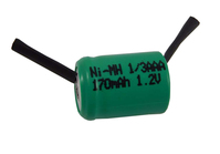 VHBW Battery 1/3AAA with soldering lug in U-shape, NiMH, 1.2V, 170mAh