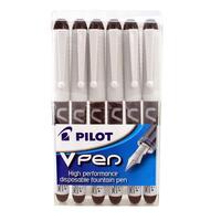 Pilot V Pen Disposable Fountain Pen Blue Wallet (Pack 6)