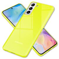 NALIA Klare Neon Handyhülle für Samsung Galaxy S22, Durchsichtig Bunt Leuchtend Vergilbungsfrei, Dünne Robuste Schutzhülle Cover Case Gelb