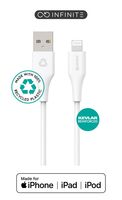 INFINITE USB-A to Lightning Cable MFI 2m White. Recycled Plastic. Super Soft Lightning Kabel