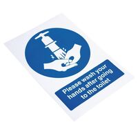Vogue Sticker - Toilet Wash Hands - Safety Self Adhesive Sign 300X200mm