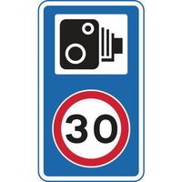 Speed limit speed camera symbol supplementary road sign