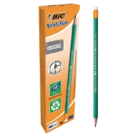 BIC Evolution radíros ceruza, fekete, 12 darab/csomag