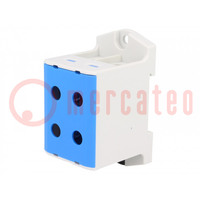 Splice terminal: rail; 6÷95mm2; ways: 1; terminals: 4; blue; TS35