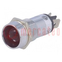 Ellenőrző lámpa: LED; homorú; piros; 24VDC; Ø14,2mm; IP40; réz