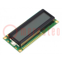 Pantalla: LCD; alfanumérico; STN Positive; 16x2; 80x36x12,7mm; LED