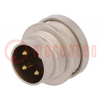 Connector: M16; socket; male; soldering; PIN: 3; 5A; 250V; IP40